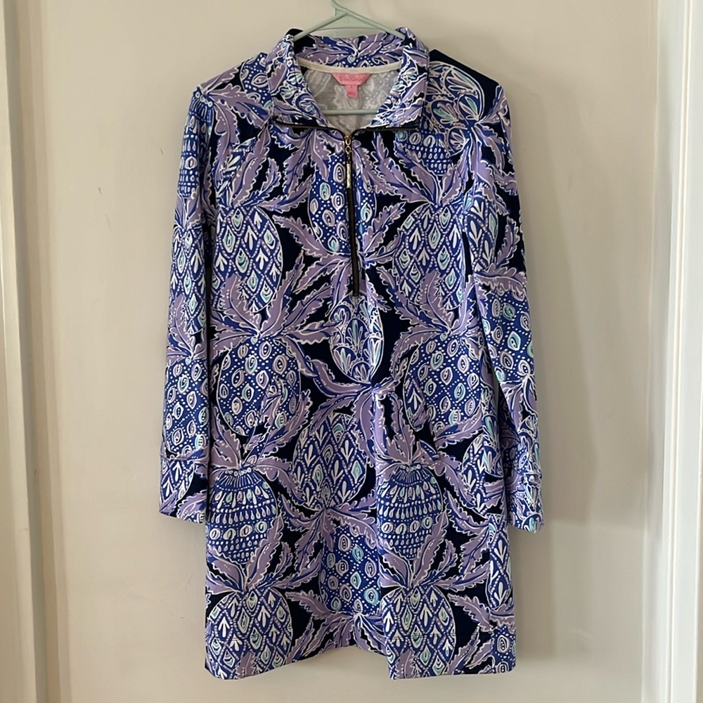 Lilly Pulitzer Skipper Quarter Zip Long Sleeve - Lilac Verbena Sz Small